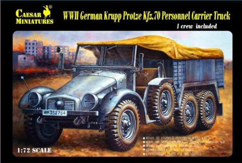 Caesar Miniatures 1/72  WWII German Krupp Protze Kfz 70 Personnel Carrier Truck w/Figure (Kit)