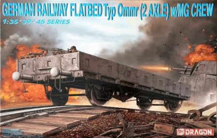 Dragon Military 1/35 German Railway Flatbed Typ Ommr (2 Axle) w/MG Crew (Re-Issue) Kit