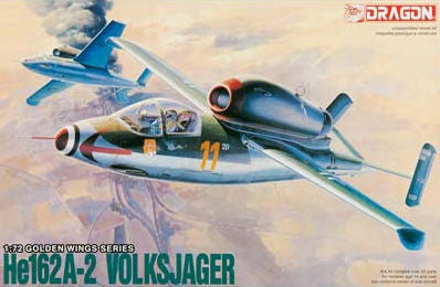 Dragon Models Aircraft 1/72 Heinkel He162A2 Volksjager Fighter 1944 (Re-Issue) Kit