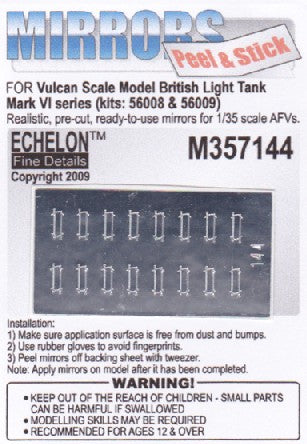 Echelon Decals 1/35 British Mk VI Light Tank Mirrors for VSM (Peel & Stick)