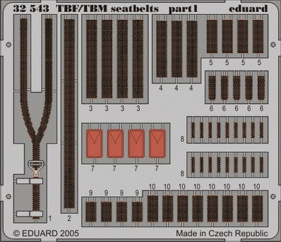 Eduard Details 1/32 Aircraft- Seatbelts TBF/TBM Avenger for TSM (Painted)