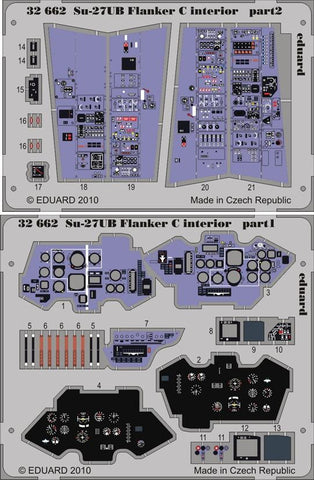 Eduard Details 1/32 Aircraft- Su27UB Flanker C Interior for TSM (Painted Self Adhesive)