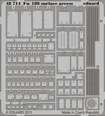 Eduard Details 1/48 Aircraft- Fw189 Surface Acc for LNR (Painted Self Adhesive)