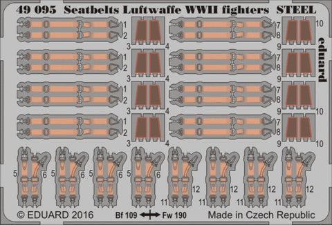 Eduard Details 1/48 Aircraft- Seatbelts Luftwaffe Steel Fighter WWII (Painted)