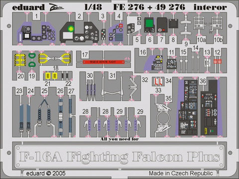 Eduard Details 1/48 Aircraft- F16A Interior for HSG (Painted)