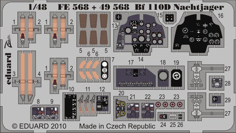 Eduard Details 1/48 Aircraft- Bf110D Nachtjager for DML (Painted)