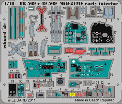 Eduard Details 1/48 Aircraft- MiG21 MF Interior for EDU (Painted)