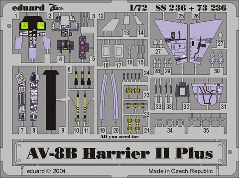 Eduard Details 1/72 Aircraft- AV8B Harrier II Plus for HSG (Painted)