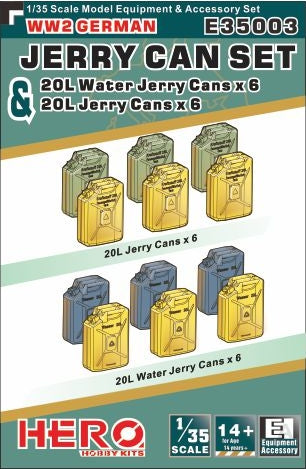 Hero Hobby 1/35 WWII German Jerry Cans (6) & Water Jerry Cans (6) Kit