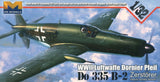 This is a highly detailed plastic model kit of the HK Models 1/32 scale German Luftwaffe WWII Dornier Do.335B-2 Interceptor aircraft