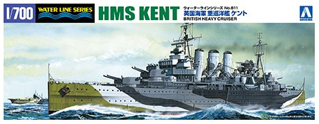 Aoshima Ship Models 1/700 HMS Kent Heavy Cruiser Waterline Kit