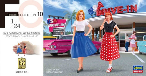 Hasegawa Model Cars 1/24 1950's American Girls Figures (2) Kit