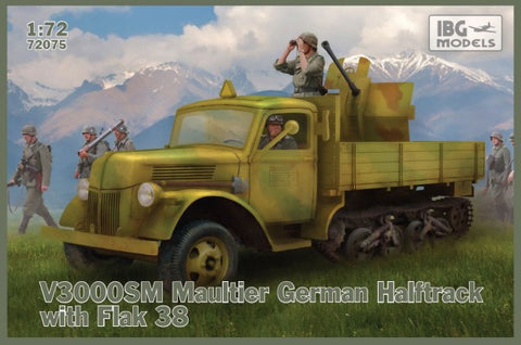 IBG Military 1/72 V3000SM Maultier German Halftrack w/Flak 38AA Gun (New Tool) Kit