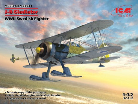 ICM Aircraft 1/32 WWII Swedish J8 Gladiator Fighter w/Skis Kit