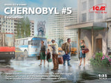 ICM Military 1/35 Chernobyl #5: Evacuation Diorama Set (5 figures w/luggage, house front, base, background) (New Tool) Kit