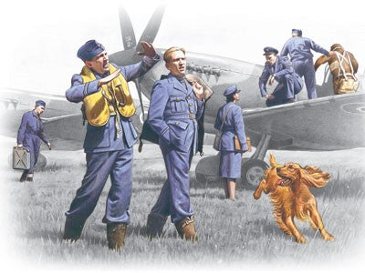ICM Aircraft 1/48 WWII RAF Pilots & Ground Personnel (7) w/Dog 1939-1945 Kit