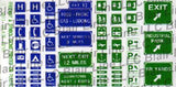 Blair Line HO Highway Signs -- Freeway & "Symbol" 1971-Present (blue, green & white)