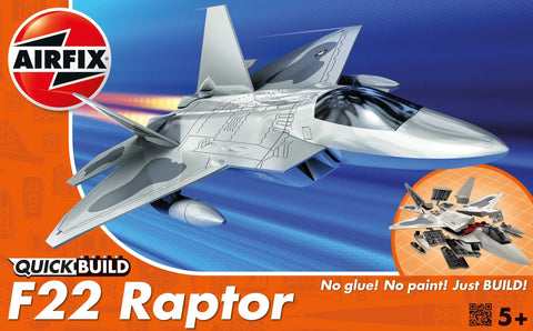 Airfix Aircraft 1/72 Quick Build F22 Raptor Fighter Snap Kit