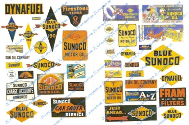 JL Innovative Design HO 1940-50's Vintage Sunoco Gas Station Signs (42)