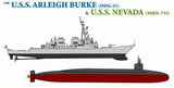 Cyber-Hobby Ships 1/700 USS Arleigh Burke Destroyer & Nevada Submarine Kit