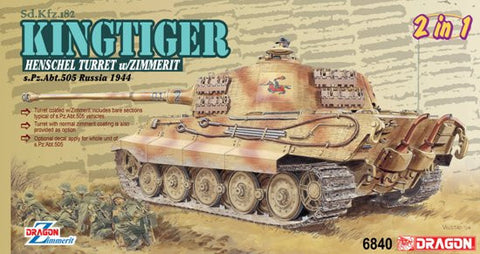 Dragon Military Models 1/35 SdKfz 182 sPzAbt505 King Tiger Henschel Production Tank w/Zimmerit Russia 1944 (2 in 1) Kit