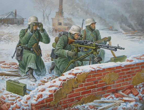 Zvezda Military 1/72 German MG34 Machine Gun w/3 Crew Winter Uniform 1941-45 (Snap Kit)