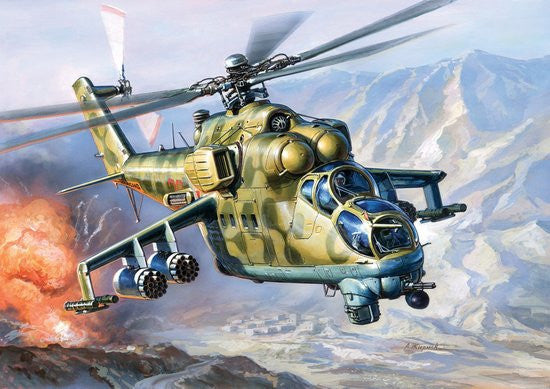 Zvezda Aircarft 1/144 Russian MI24v Hind Attack Helicopter (Snap Kit)