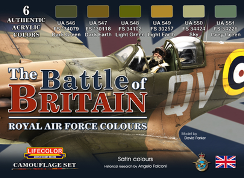 Lifecolor Acrylic The Battle of Britain Royal Air Force Colors Acrylic Set (6 22ml Bottles)
