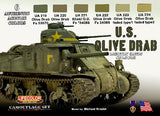 Lifecolor Acrylic US Olive Drab Camouflage Acrylic Set (6 22ml Bottles)