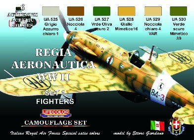 Lifecolor Acrylic Italian WWII Fighters #1 Camouflage Acrylic Set (6 22ml Bottles)