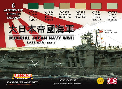Lifecolor Acrylic Imperial Japan Navy WWII Set #2 Acrylic Set (6 22ml Bottles)