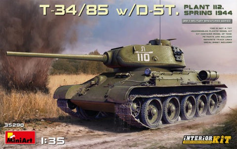 MiniArt Military 1/35 T34/85 Plant 112 Tank w/D5T Gun & Full Interior Spring 1944 Kit