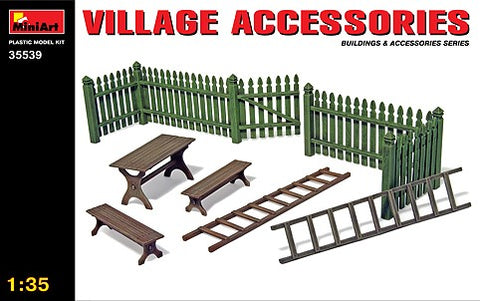 MiniArt Military 1/35 Village Accessories: Fences, Table, Benches, Ladders Kit
