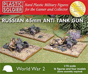 Plastic Soldier 1/72 WWII Russian 45mm Anti-Tank Gun (4) & Crew (16) Kit