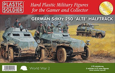 Plastic Soldier 1/72 WWII German SdKfz 250 Alte Halftrack (3) & Crew (27) Kit