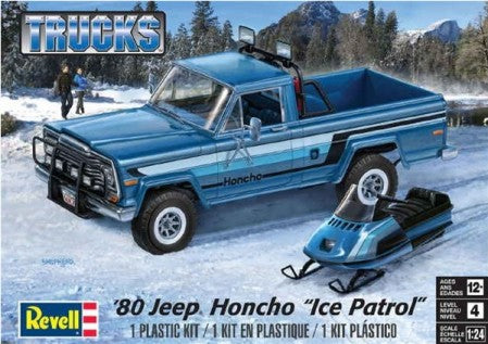 Revell-Monogram Model Cars 1/25 1980 Ice Patrol Honcho Jeep w/Snowmobile Kit