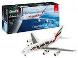 This is an image of the Revell Germany Aircraft 1/144 Airbus A380-800 Emirates Wild Life Airliner Kit