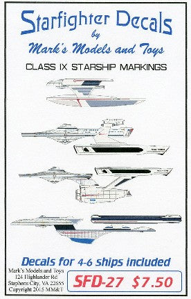Starfighter Decals Star Trek: Class IX Starship Markings for 4 to 6 Ships