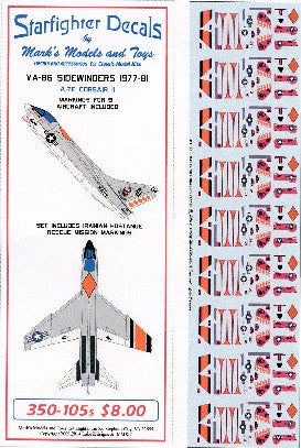 Starfighter Decals 1/350 A7E Corsair II VA86 Sidewinders 1977-81 & Iranian Hostage Rescue Mission
