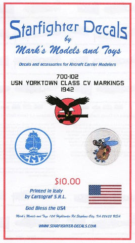 Starfighter Decals 1/700 USS Yorktown Class CV Markings 1942