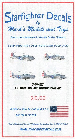 Starfighter Decals 1/700 USS Lexington Air Group 1941-1942 for TSM