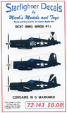 Starfighter Decals 1/72 Bent Wing Birds Pt.1 Corsairs in G Markings