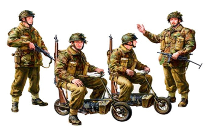 Tamiya Military 1/35 British Paratroopers (4 Figures) w/2 Small Motorcycles Kit