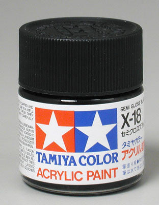 Tamiya Acrylic X18 Gloss Semi-Gloss Black 23 ml Bottle