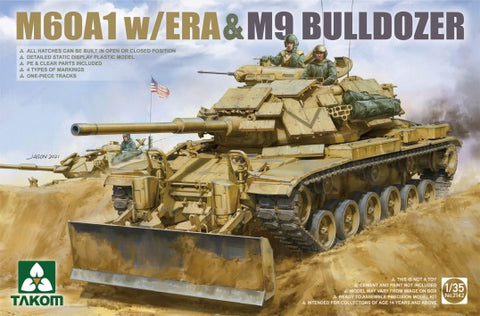Takom Military 1/35 M60A1 Tank w/ERA & M9 Bulldozer Kit