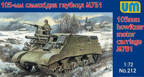Unimodel Military 1/72 M7B1 105mm Howitzer Motor Carriage Tank Kit
