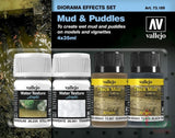 Vallejo Acrylic 35ml/30ml Bottles Mud & Puddles Diorama Effect Paint Set (4 Different)