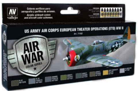 Vallejo Acrylic 17ml  Bottle US Army Air Corps European Theater Operations (ETO) WWII Model Air Paint Set (8 Colors)