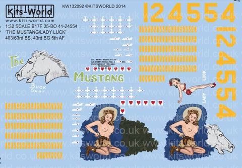 Warbird Decals 1/32 B17F The Mustang, Lady Luck