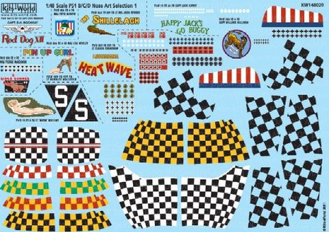 Warbird Decals 1/48 P51D Nose Art, Kill Markings & Checkers for 10 Aircraft